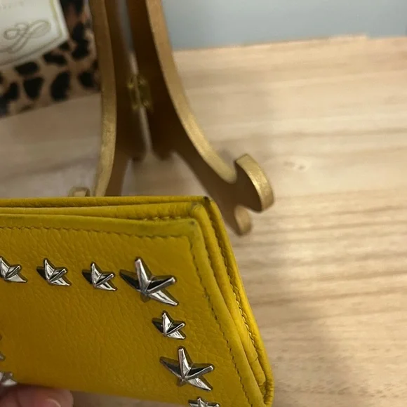 Jimmy Choo Yellow Card holder/Wallet with Silver Stars - Picture 3 of 8